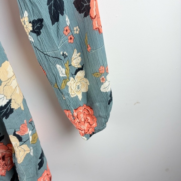 Billabong Your Love Skater Mini Dress Blue Pink Floral Flowy Rayon Boho Medium - Picture 7 of 12